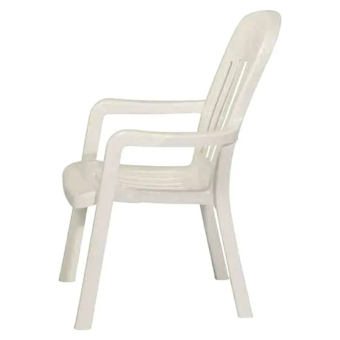 Sieger Comtesse Stapelsessel Set - 4 Stk., Polypropylen, Stapelbar, Weiß, B x T x H: 64 x 70 x 96 cm - Weißer Plastiksessel mit Armlehnen und Lattenrückenlehne.