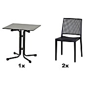 Siena Garden Urban Lights Gartenmöbel-Set Lane Stuhl/Sola Tisch (3 -tlg., Polypropylen, Anthrazit, 65 x 65 cm) | BAUHAUS