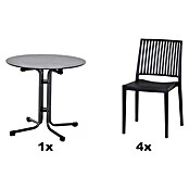 Siena Garden Urban Lights Gartenmöbel-Set Lane Stuhl/Sola Tisch (5 -tlg., Polypropylen, Hochdruck-Schichtpressstoff (HPL), Anthrazit, Stapelbar) | BAUHAUS