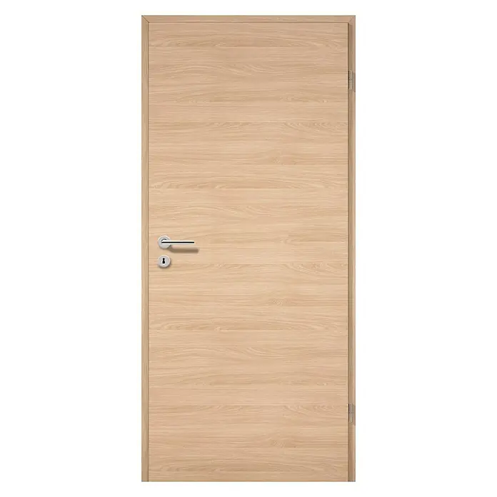 GetaDoor Lamineo Zimmertür GLN 42 - 860 x 1.985 mm, DIN Anschlag: Rechts, Eiche Trend, Röhrenspan - Elegante Holztür mit modernem Design und Türgriff aus Edelstahl. Die Oberfläche ist hell und freundlich.