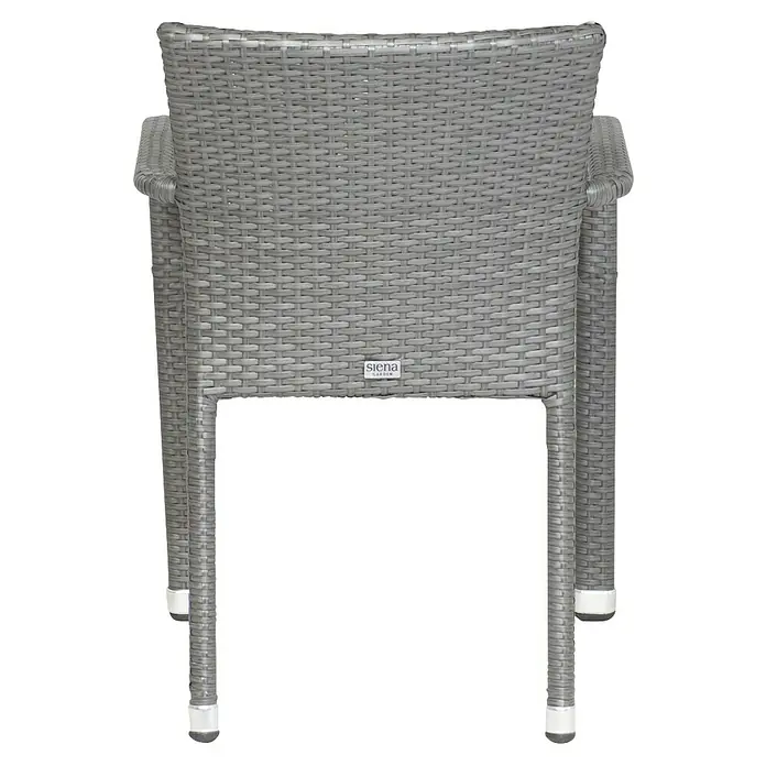Gardamo Stapelstuhl Minas im Set - 2 Stk., 100% Polyethylen, Grau, B x T x H: 56 x 60 x 83 cm - Nahaufnahme von grauen Rattansesseln mit Armlehnen für den Außenbereich, die Komfort und Stil vereinen.