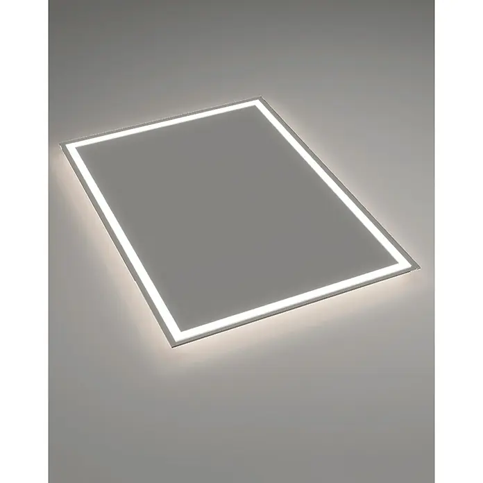 LedImex Espejo con luz Francia - 90 x 80 cm - Lámpara de techo LED cuadrada con un marco brillante alrededor, ideal para interiores modernos.