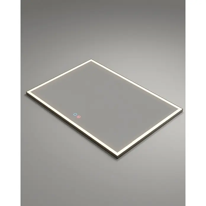 LedImex Espejo con luz Suiza - 90 x 80 cm, Sensor, Función antivaho - Espejo de baño moderno iluminado con botones táctiles para un ambiente elegante.