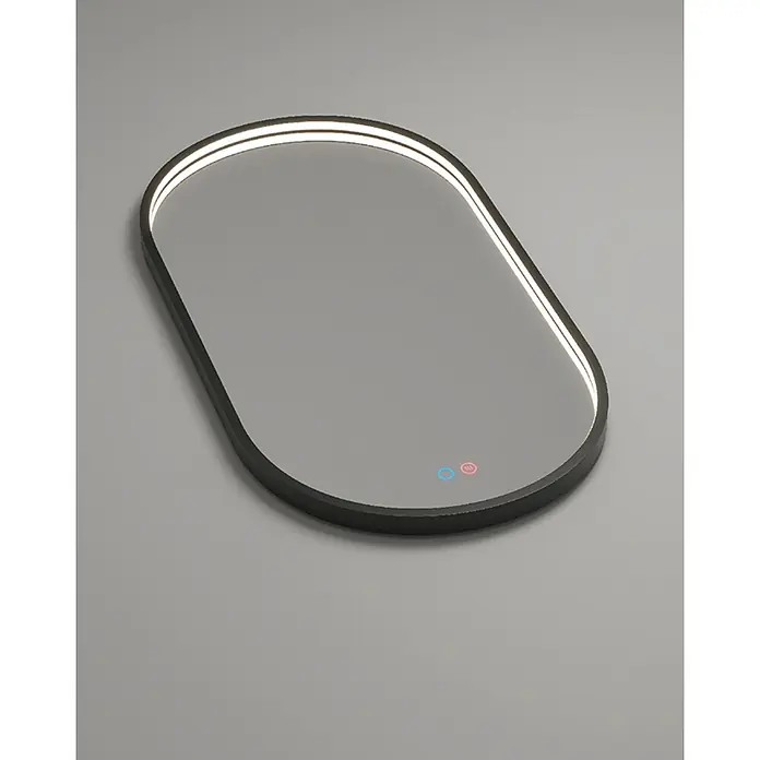 LedImex Espejo con luz Rio - 90 x 50 cm, Sensor, Función antivaho - Un espejo ovalado moderno con iluminación LED integrada, perfecto para un baño elegante. Los interruptores táctiles aseguran un fácil uso.