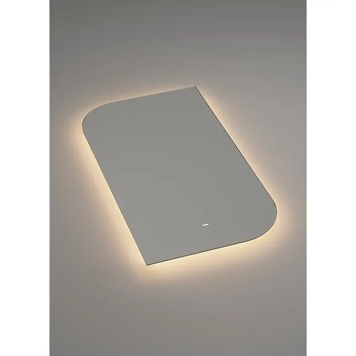 LedImex Espejo con luz Cardiff - 110 x 50 cm, Sensor de movimiento, Función antivaho - Moderna lámpara de pared LED rectangular con esquinas redondeadas y una suave luz de fondo, creando un ambiente acogedor.