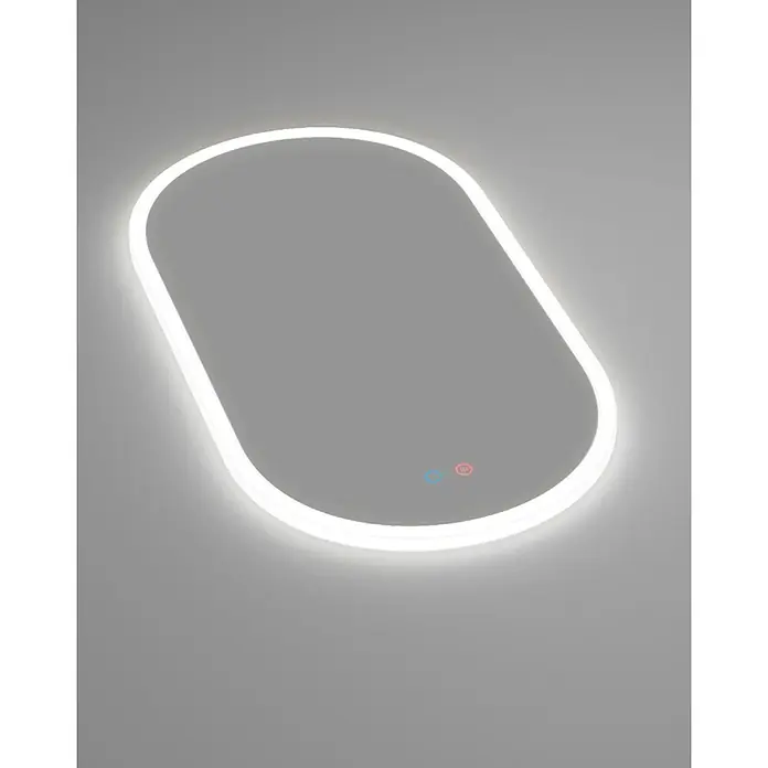LedImex Espejo con luz Canadá - 90 x 50 cm, Sensor, Función antivaho - Espejo ovalado iluminado con un brillo suave, perfecto para baños modernos.