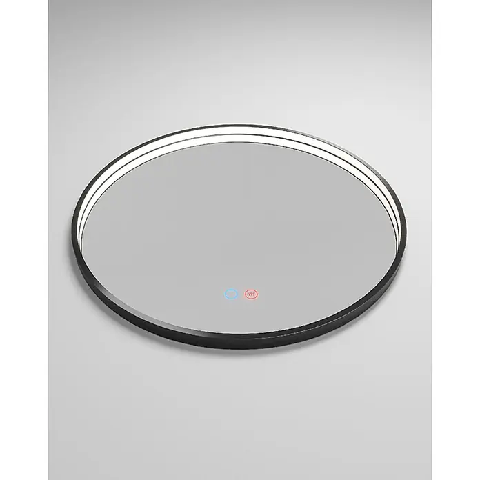 LedImex Espejo con luz Nepal - Diámetro: 70 cm, Sensor, Función antivaho - Espejo redondo iluminado con LED con marco negro y sensor táctil para el baño o el dormitorio. Aspecto moderno para su hogar.