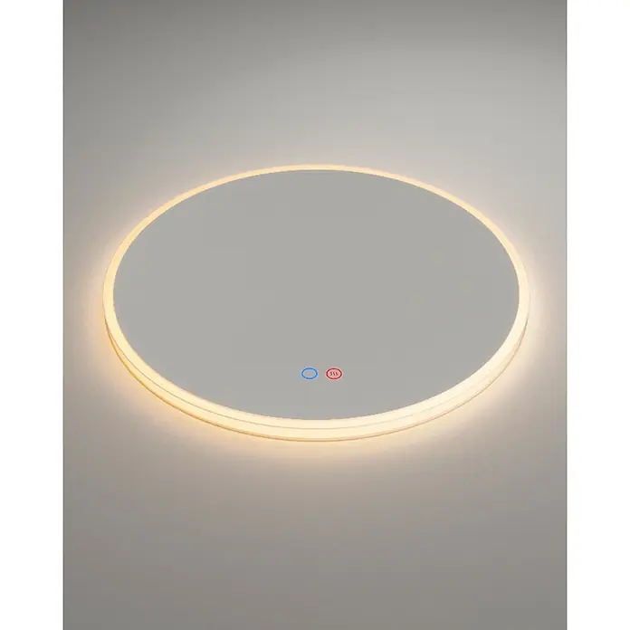 LedImex Espejo con luz Atenas - Diámetro: 80 cm, Sensor, Función antivaho - Espejo de baño redondo iluminado con LED y con interruptores táctiles para luz y calefactor, ideal para baños modernos.