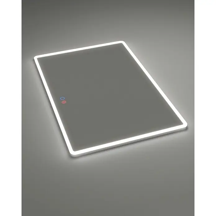 LedImex Espejo con luz Praga - 70 x 80 cm, Sensor, Función antivaho - Espejo rectangular iluminado con esquinas redondeadas, ideal para baños y espacios modernos. Diseño elegante con luz de fondo suave.