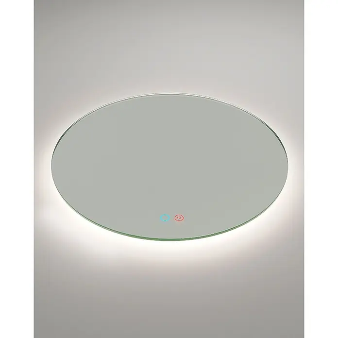 LedImex Espejo con luz Lisboa - Diámetro: 70 cm, Sensor, Función antivaho - Espejo redondo con iluminación LED para baños. Un espejo circular moderno con retroiluminación suave, ideal para un ambiente de baño elegante.