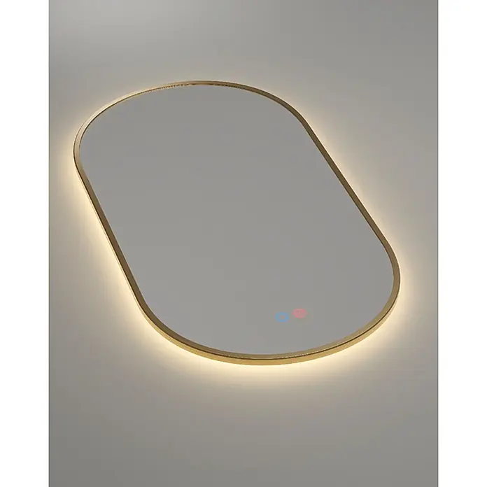LedImex Espejo con luz Tokyo - An x Al: 50 x 90 cm, Sensor, Oro rosa - Espejo ovalado con marco dorado e iluminación integrada, ideal para baños o vestidores. Diseño elegante con un efecto de luz suave.