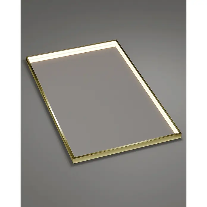 LedImex Espejo con luz Ability - 100 x 80 cm, Oro - Lámpara de techo con marco dorado e iluminación LED integrada para interiores modernos. Diseño elegante y luz agradable.