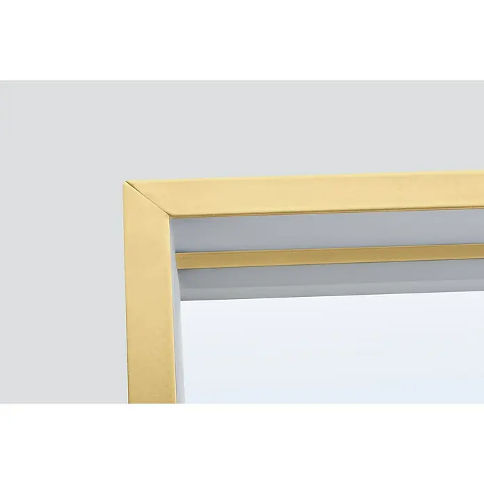 LedImex Espejo con luz Ability - 100 x 80 cm, Oro - Primer plano de un marco de fotos dorado que muestra su diseño elegante y moderno, destacando su exquisita artesanía.
