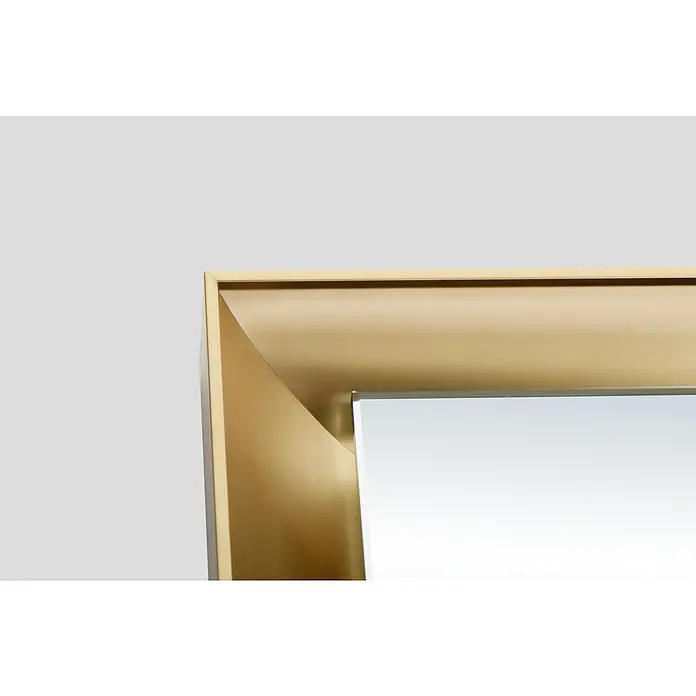 LedImex Espejo con luz California - 120 x 80 cm, Sensor, Función antivaho, Oro - Detalle de un espejo dorado con un marco sofisticado, destacando su elaboración elegante y diseño moderno.
