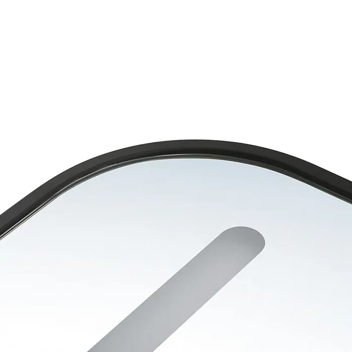LedImex Espejo con luz Concept - 90 x 100 cm, Función antivaho, Con cargador inalámbrico, Negro - Primer plano de un espejo de baño LED moderno, con un elegante marco negro e iluminación integrada para un ambiente elegante.
