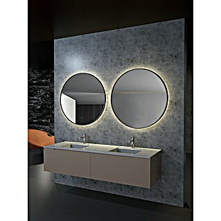 LedImex Espejo con luz LED Fun (Diámetro: 80 cm, Sensor, Función antivaho, Negro)