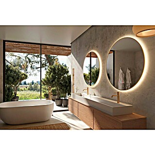 LedImex Espejo con luz LED Fun (Diámetro: 60 cm, Sensor, Función antivaho, Oro)