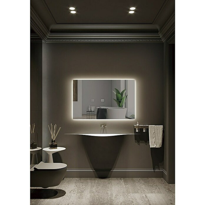 LedImex Espejo con luz LED Italia (90 x 80 cm, Sensor, Función antivaho) | BAUHAUS
