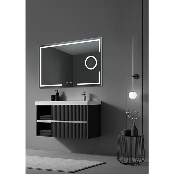 LedImex Espejo con luz Malta - 80 x 80 cm, Sensor, Función antivaho - Elegante mueble de baño con espejo LED e iluminación elegante, creando un ambiente moderno y lujoso.