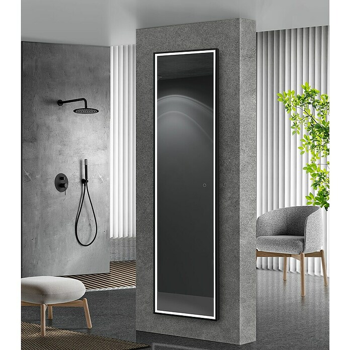 LedImex Espejo con luz LED New York (40 x 160 cm, Sensor, Función antivaho, Plata) | BAUHAUS