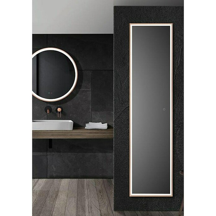 LedImex Espejo con luz LED New York (40 x 160 cm, Sensor, Función antivaho, Oro rosa) | BAUHAUS