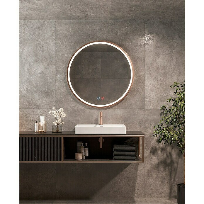 LedImex Espejo con luz LED Paris (Diámetro: 60 cm, Sensor, Oro rosa) | BAUHAUS
