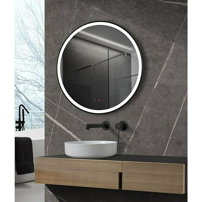 LedImex Espejo con luz LED Paris (Diámetro: 60 cm, Sensor, Negro) | BAUHAUS