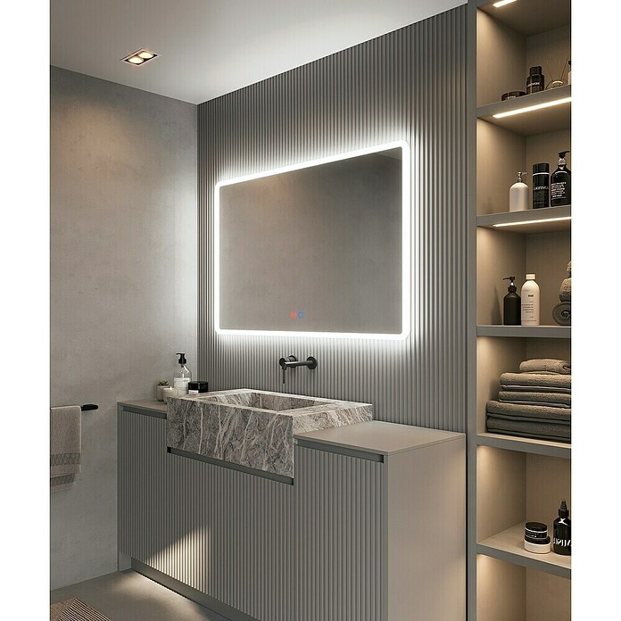 LedImex Espejo con luz LED Praga (80 x 80 cm, Sensor, Función antivaho) | BAUHAUS