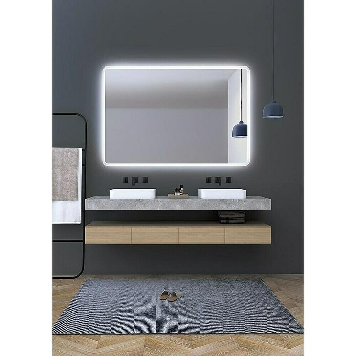 LedImex Espejo con luz LED Praga (80 x 80 cm, Sensor, Función antivaho) | BAUHAUS