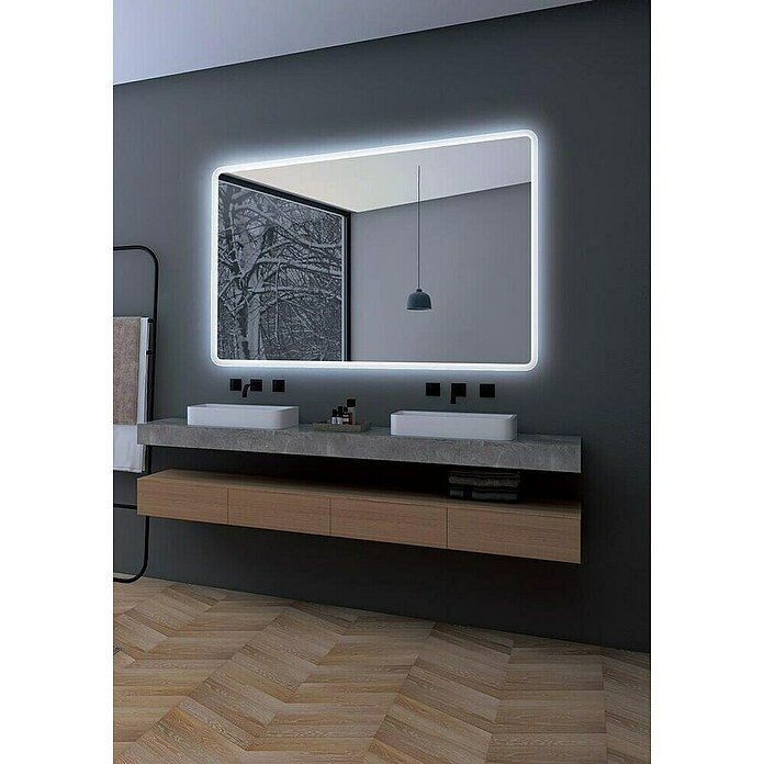 LedImex Espejo con luz LED Praga (80 x 80 cm, Sensor, Función antivaho) | BAUHAUS