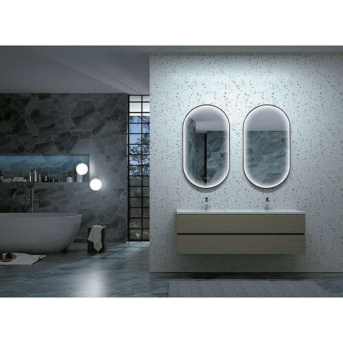 LedImex Espejo con luz LED Rio (90 x 50 cm, Sensor, Función antivaho) | BAUHAUS