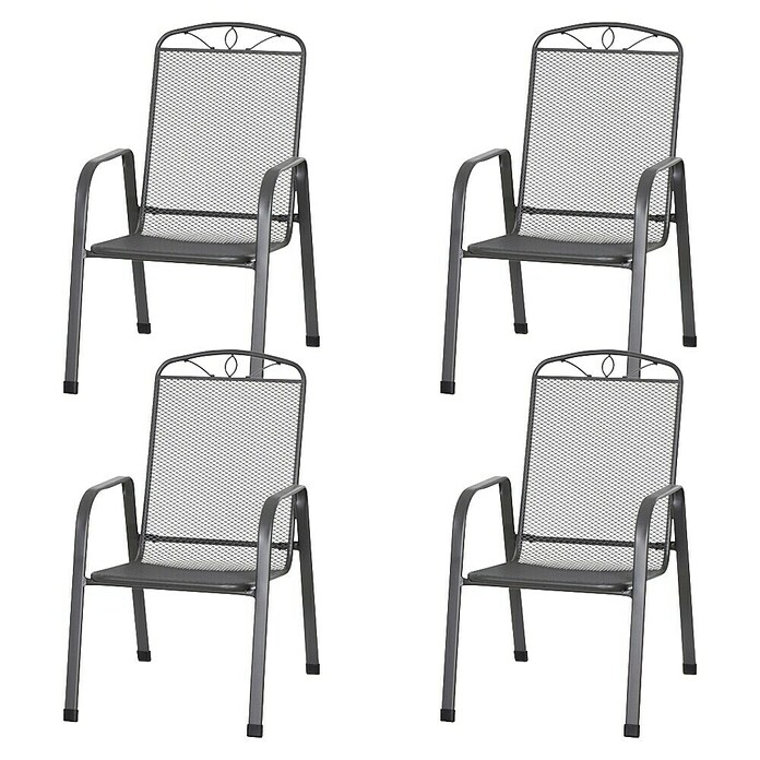 Siena Garden Gartenstuhl-Set Elda (4 Stk., Stapelbar, Anthrazit, B x T x H: 46,5 x 75 x 94 cm) | BAUHAUS
