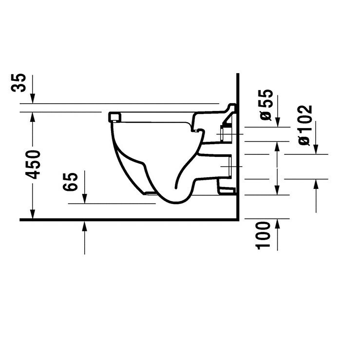 Duravit Starck 3 Wand-WC ComfortMit Spülrand, Ohne Spezialglasur, Spülform: Tief, WC Abgang: Waagerecht, Weiß Unknown