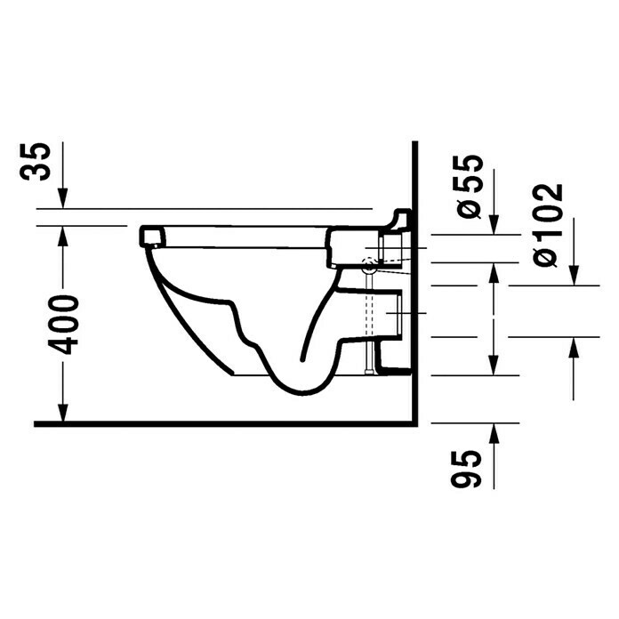 Duravit Starck 3 Wand-WC (Ohne WC-Sitz, Mit antibakterieller Glasur, Tiefspüler, Weiß)