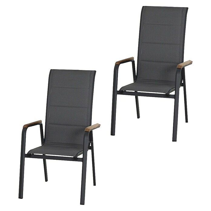 Siena Garden Stapelstuhl Tesoro High Back (2 Stk., Ranotex®-Gewebe, Stapelbar, Anthrazit, B x T x H: 62,5 x 70,5 x 110 cm) | BAUHAUS