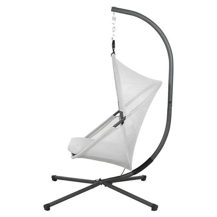 Siena Garden Hängesessel Yobaya mit Schutzhülle - L x B x H: 106 x 123 x 195 cm, Grau - Hängesessel mit Stahlrahmen und weißem Netzbezug. Ideal für Entspannung im Garten oder auf der Terrasse.