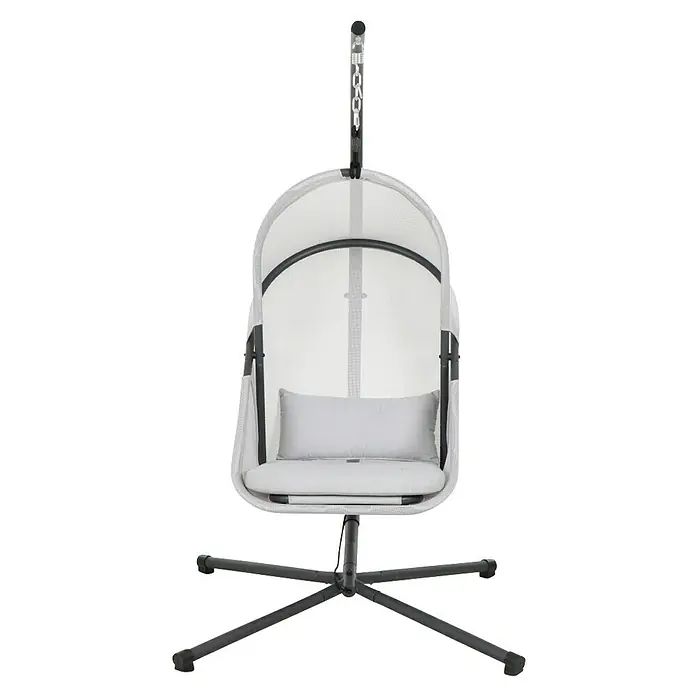 Siena Garden Hängesessel Yobaya mit Schutzhülle - L x B x H: 106 x 123 x 195 cm, Grau - Hängesessel mit Ständer. Moderner Sessel mit Metallgestell und weichen Kissen für entspanntes Sitzen.