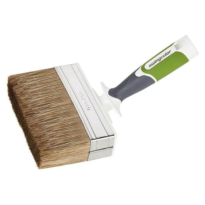 swingcolor Lasur-Flächenstreicher 3K - Breite Borsten: 140 mm, Art Borsten: Mischborsten, Material Griff: Kunststoff - Pinsel mit einem ergonomischen Griff in Grün, Grau und Weiß. Ideal für Farbe.