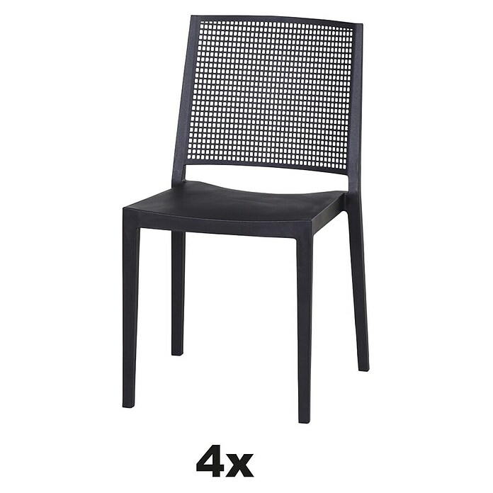 Siena Garden Urban Lights Stapelstuhl Set Square (4 Stk., Polypropylen, Stapelbar, Anthrazit, B x T x H: 56 x 56 x 80 cm) | BAUHAUS