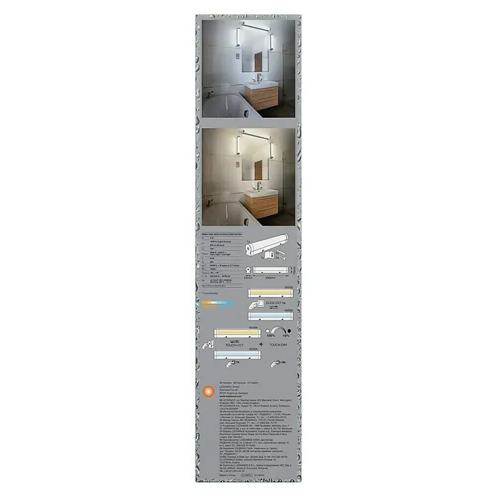 Ledvance Orbis LED-Spiegelleuchte Tube - 9 W, L x B x H: 40 x 7 x 5,4 cm, Chrome, Frostglas, Warmweiß - Badezimmerbeleuchtung von LEDVANCE mit einstellbarer Farbtemperatur und Dimmfunktion für ein optimales Ambiente.