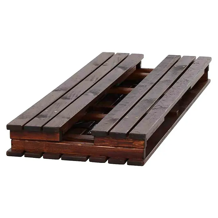 Natura Bierzeltgarnitur Wallis - 3 -tlg., Kiefer, Naturbraun - Dunkel gebeizte Holzpalette.
