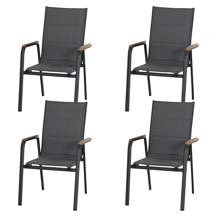 Siena Garden Stapelstuhl Tesoro (4 Stk., Ranotex®-Gewebe, Stapelbar, Anthrazit, B x T x H: 62,5 x 68 x 98 cm) | BAUHAUS