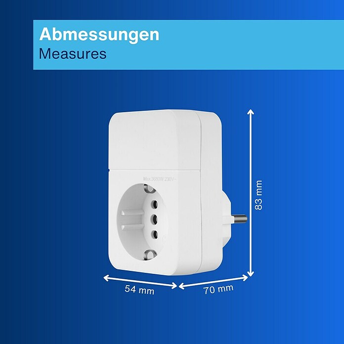 REV Zwischenstecker mit Schalter und Combini-Stecksystem (Weiß, Max. Anschlussleistung: 3 680 W) | BAUHAUS