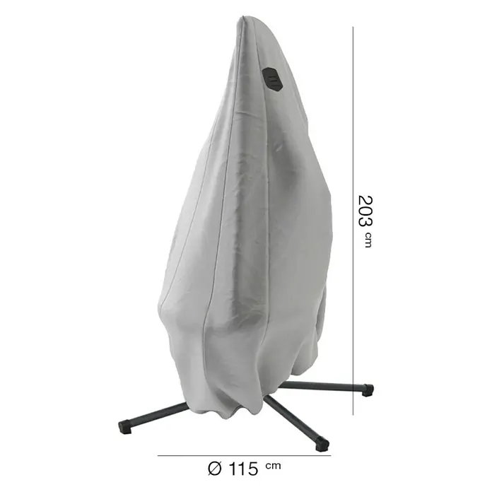 Siena Garden Hängesessel Yobaya mit Schutzhülle - L x B x H: 106 x 123 x 195 cm, Grau - Produktabbildung einer grauen Schutzhülle mit den Maßen 203cm Höhe und 115cm Durchmesser.