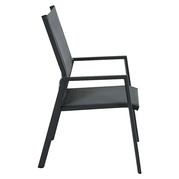Siena Garden Stapelsessel Tauro - Ranotex-Gewebe, Stapelbar, Anthrazit, B x T x H: 63 x 70,5 x 99,5 cm - Dunkelgrauer Outdoor-Sessel mit Metallrahmen und Sitz- und Rückenlehne aus Netzgewebe.