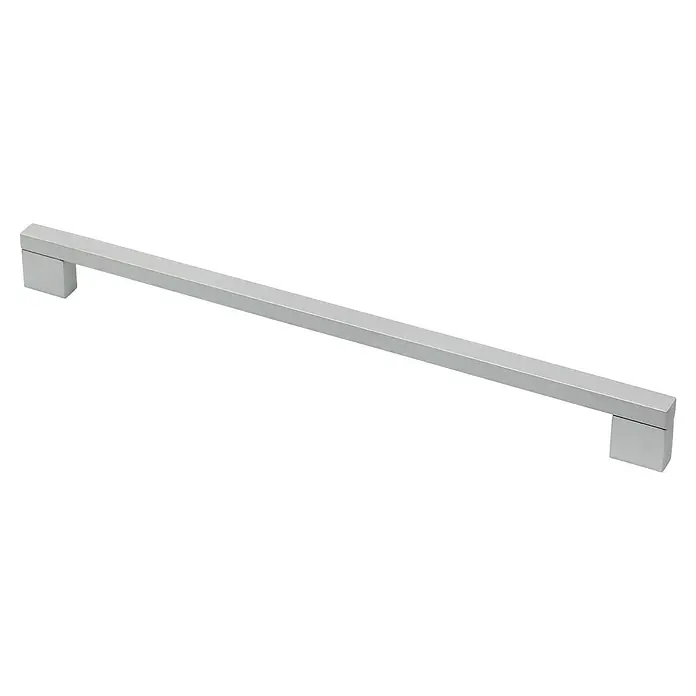 Rei Möbelgriff - Lochabstand: 320 mm, Aluminium, Silberfarben, L x B x H: 335 x 9 x 28 mm - Rechteckiger Griff aus satiniertem Chrom für Schränke.