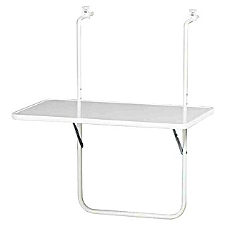Alco Balkon-Hängetisch (L x B: 60 x 40 cm, Stahl, Kunststoff, Weiß, Klappbar)