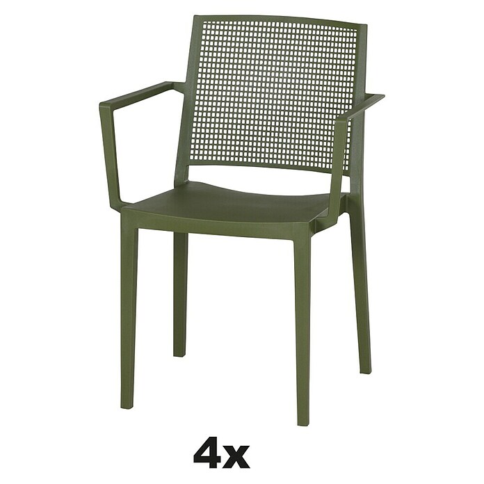 Siena Garden Urban Lights Stapelsessel Set Square (4 Stk., Polypropylen, Stapelbar, Olive, B x T x H: 56 x 56 x 80 cm) | BAUHAUS