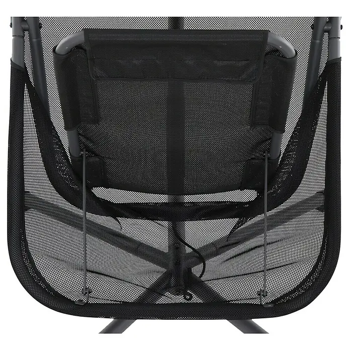 Siena Garden Hängesessel Yobaya mit Schutzhülle - L x B x H: 106 x 123 x 195 cm, Schwarz - Nahaufnahme eines schwarzen Schaukelstuhls mit Netzbespannung, der Komfort und modernes Design vereint. Ideal für entspannende Momente.