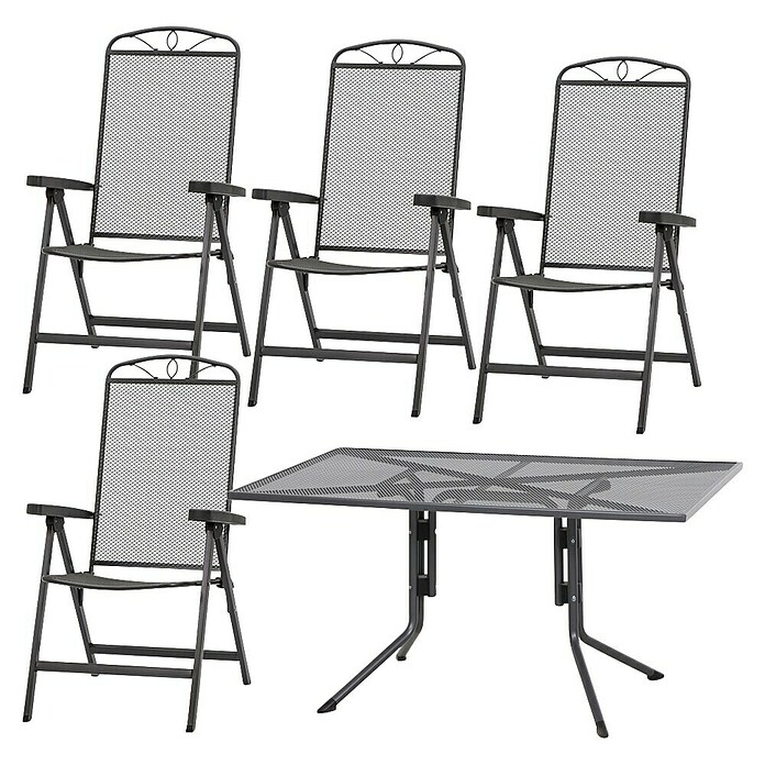 Siena Garden Gartenmöbel-Set Elda (5 -tlg., Stahl, Anthrazit, Rückenlehne verstellbar, Eigenschaften Tisch: 140 x 90 cm) | BAUHAUS